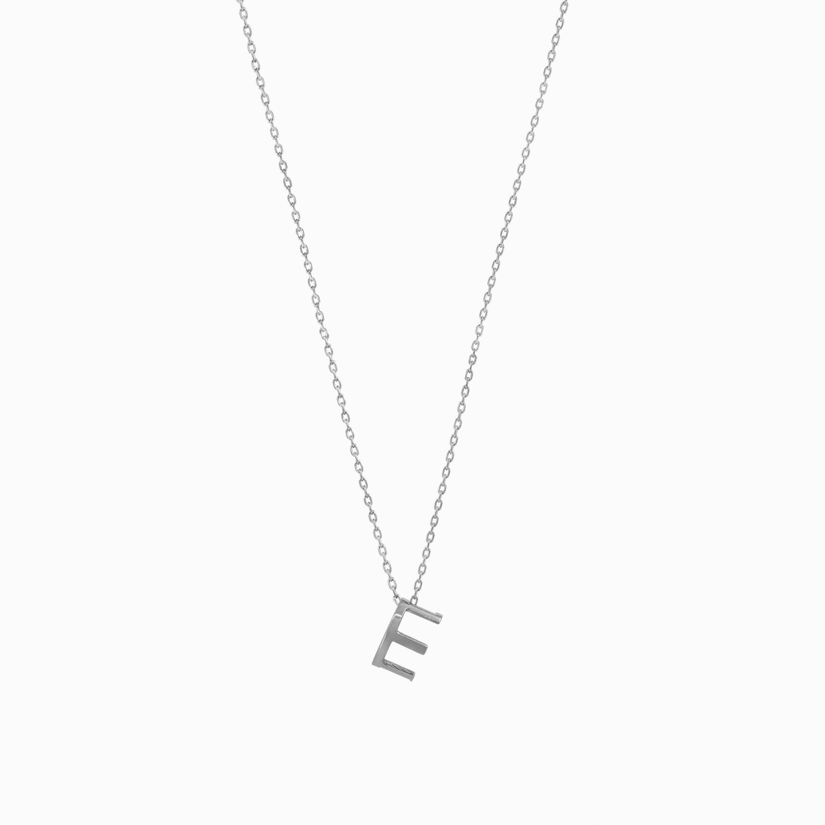 Eclipse E Initial Letter Necklace Sterling Silver