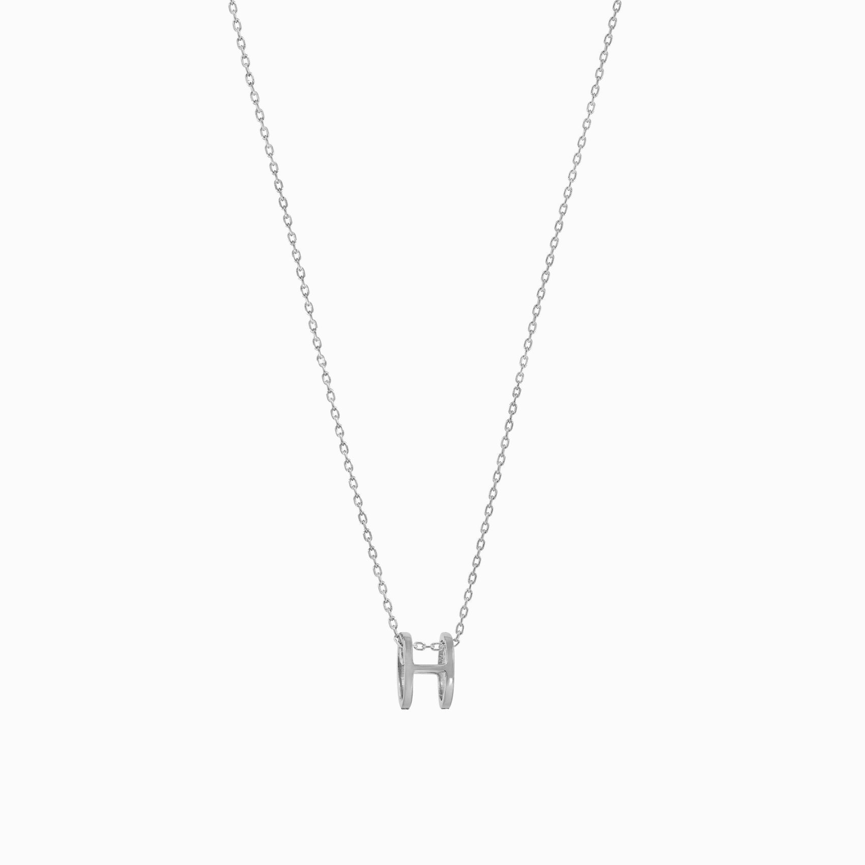 Eclipse H Initial Letter Necklace Sterling Silver