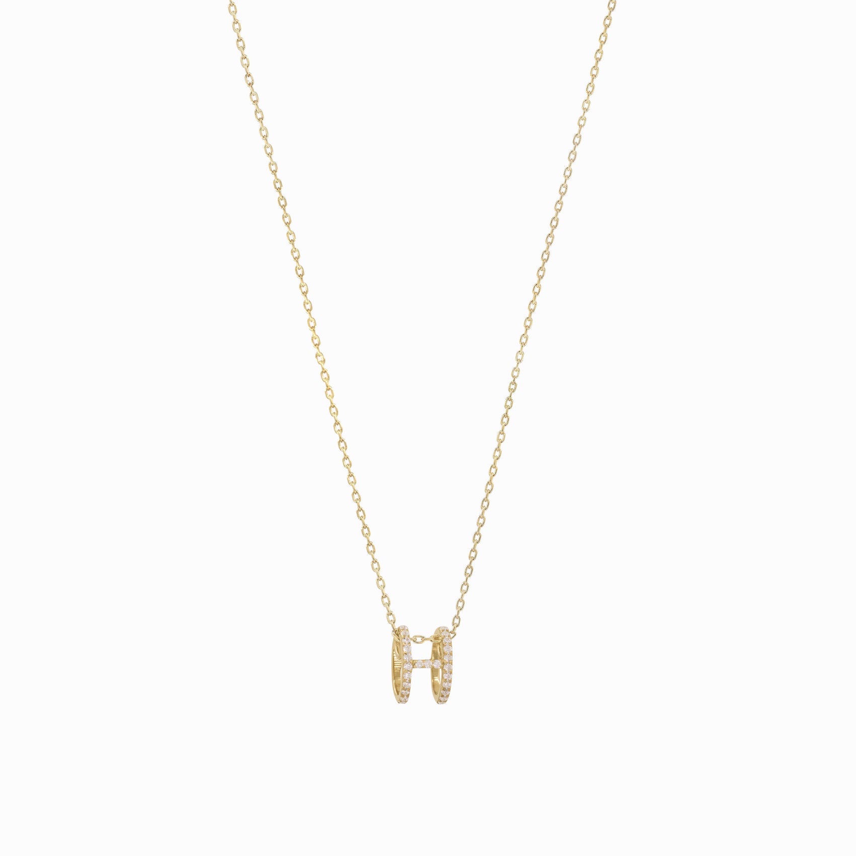 Eclipse H Initial Letter Pavé Diamond Necklace