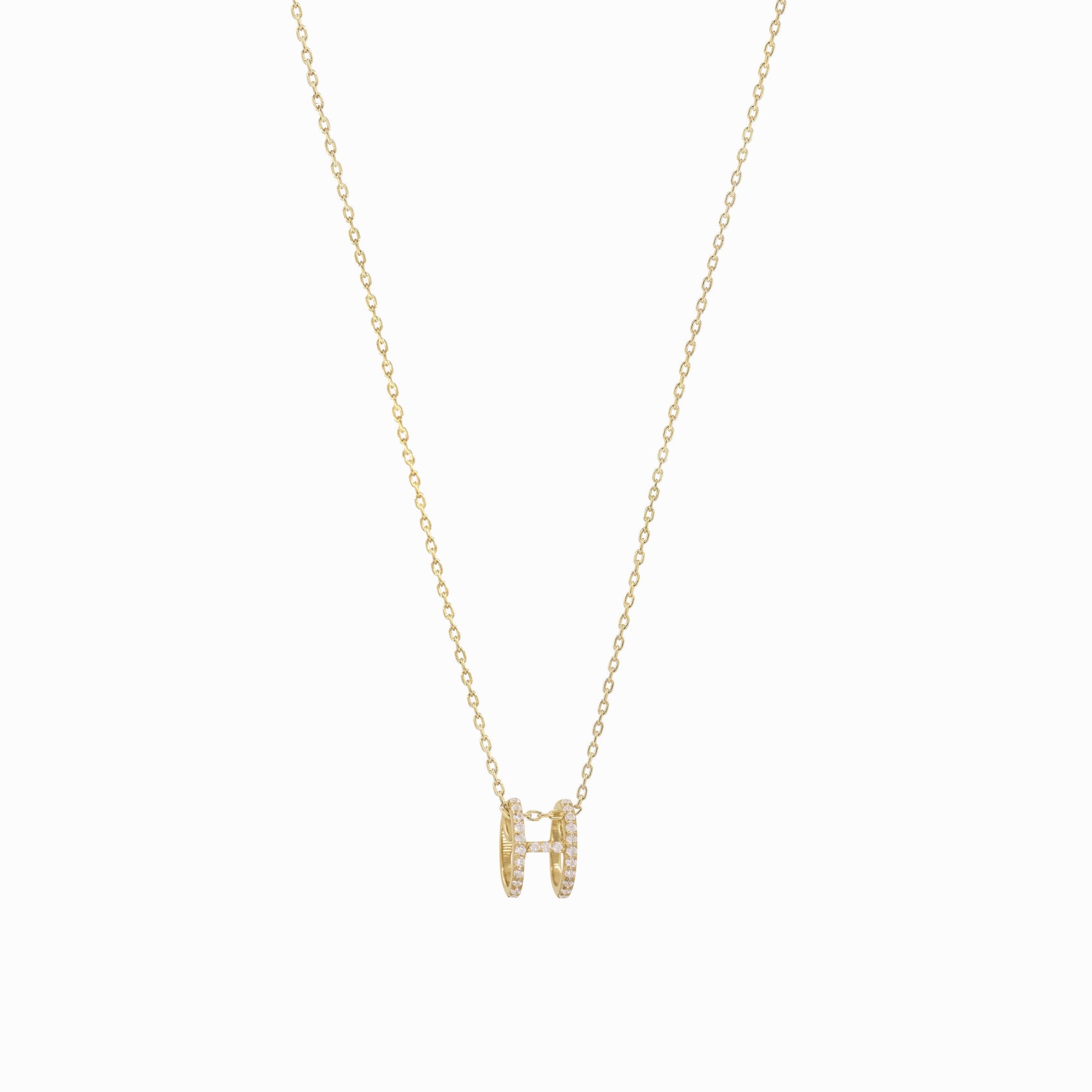 Eclipse H Initial Letter Pavé Diamond Necklace