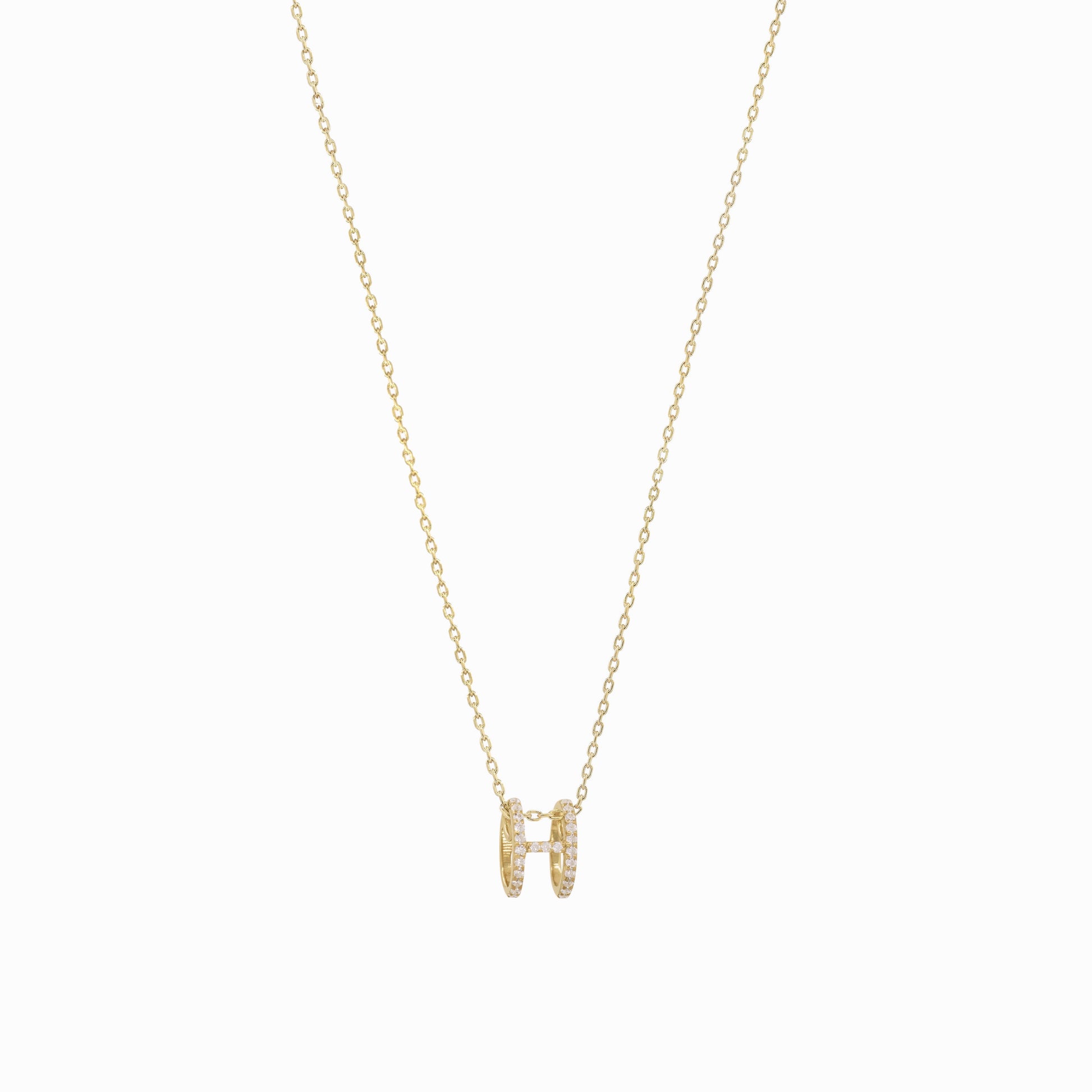 Eclipse H Initial Letter Pavé Diamond Necklace
