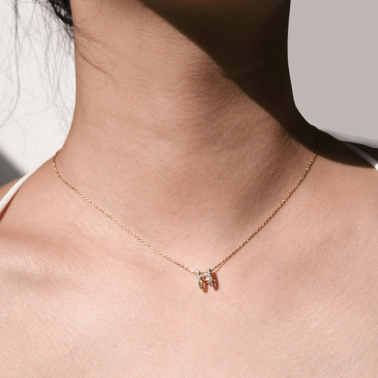 Eclipse H Initial Letter Pavé Diamond Necklace