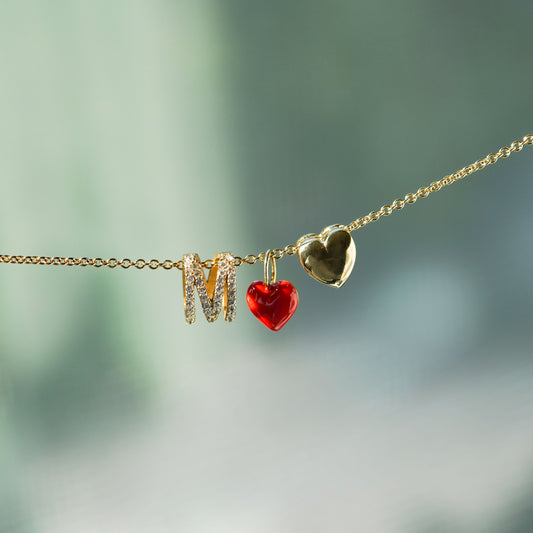 Full Heart Enamel 14K Solid Gold Charm