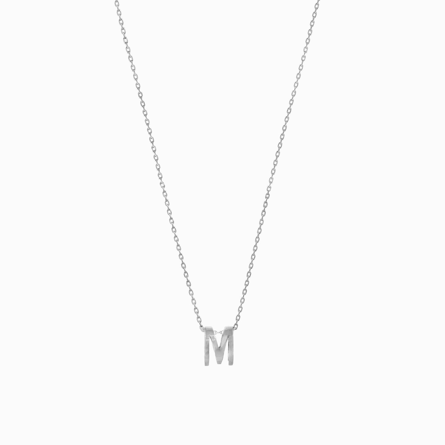 Eclipse M Initial Letter Necklace Sterling Silver
