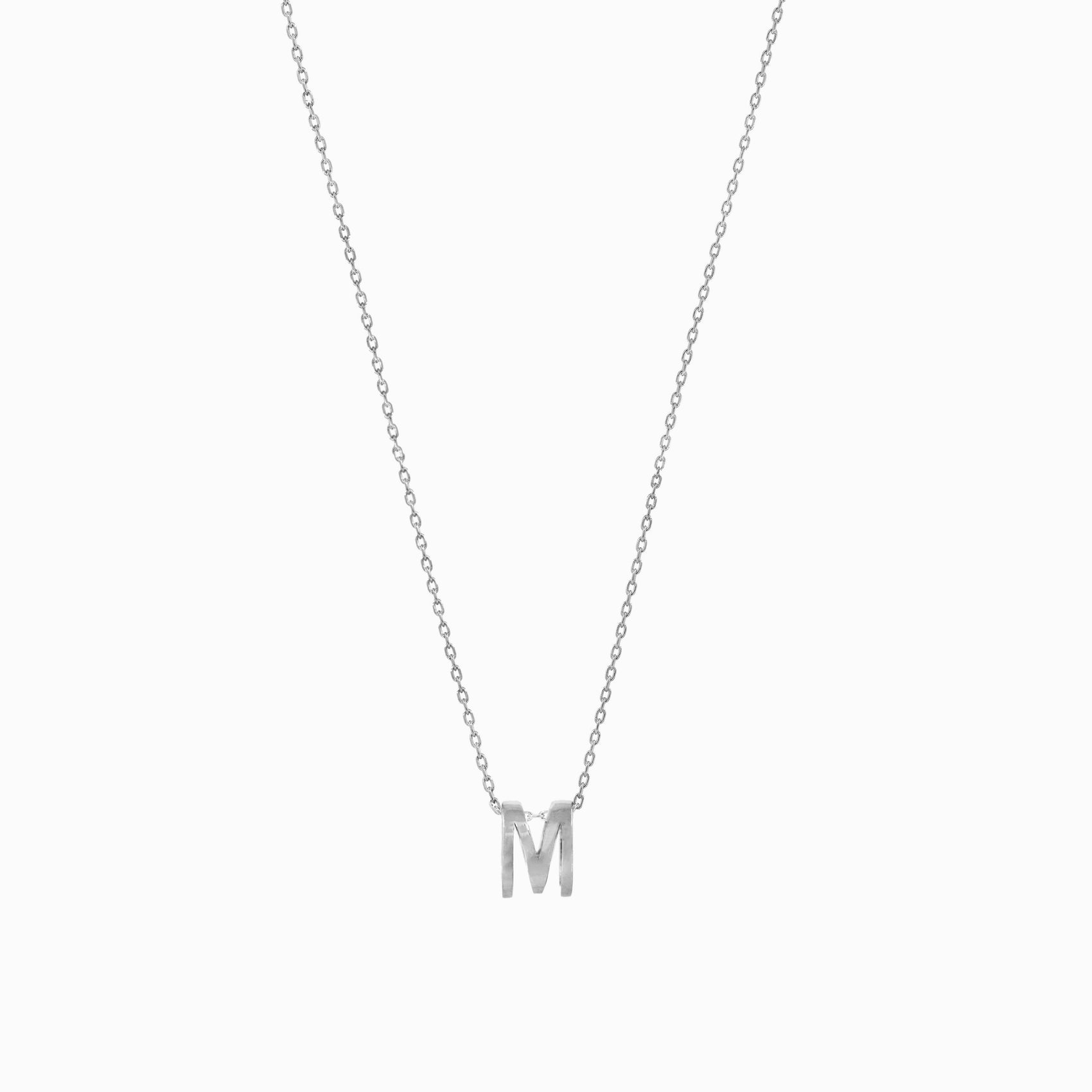 Eclipse M Initial Letter Necklace Sterling Silver