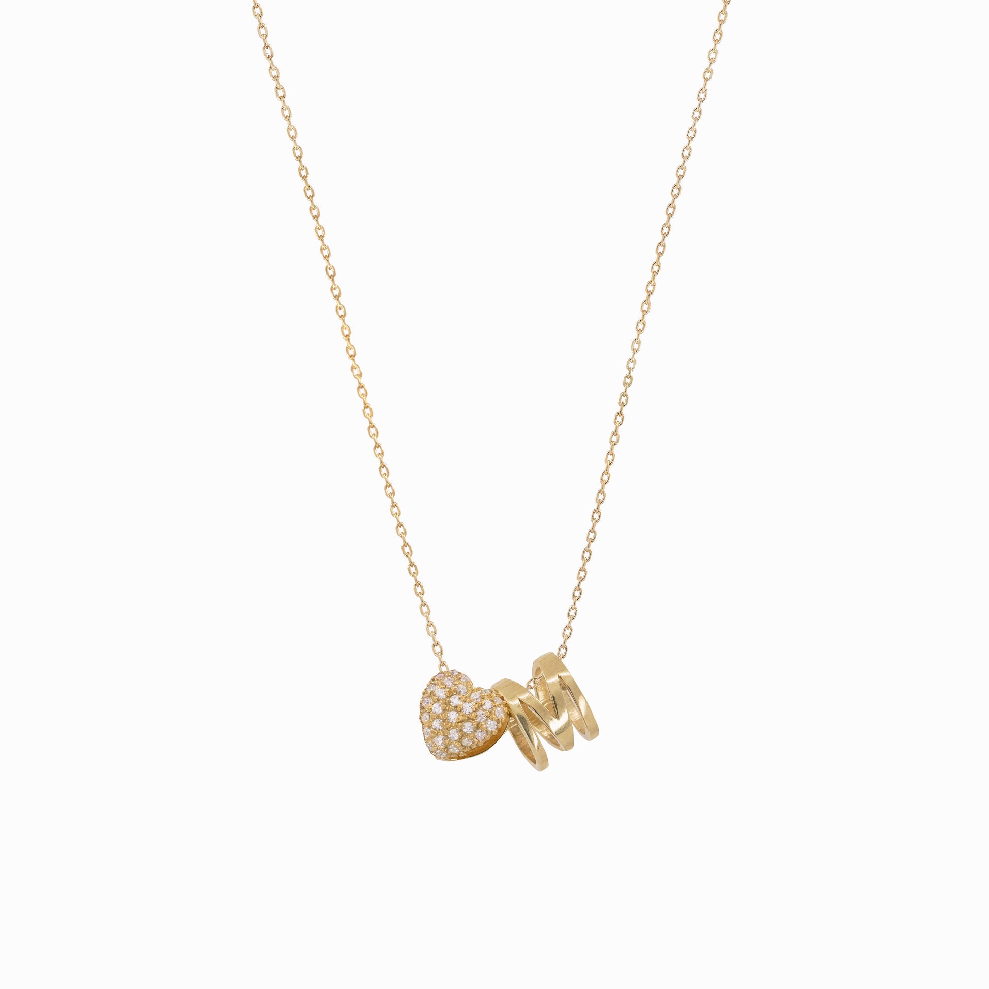 Eclipse M Initial Letter 14k Solid Gold Necklace