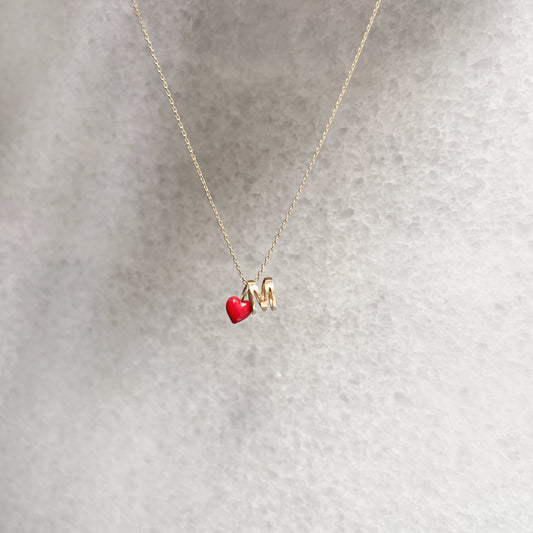 Eclipse M Initial Letter Necklace 14K Gold