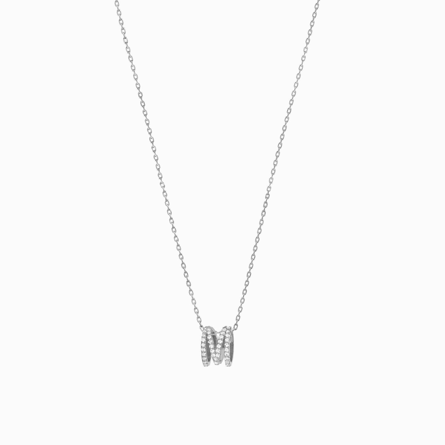 Eclipse M Initial Letter Pavé Lab Diamond Necklace  Sterling Silver