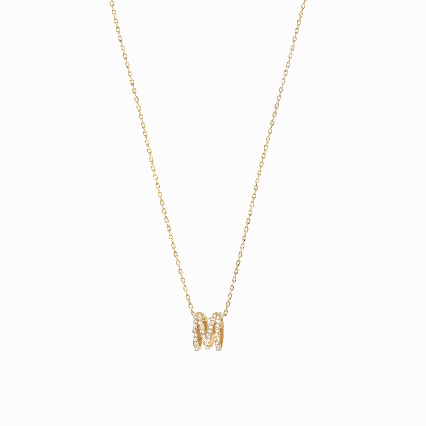 Eclipse M Initial Letter Pavé Lab Diamond Necklace 14K Gold