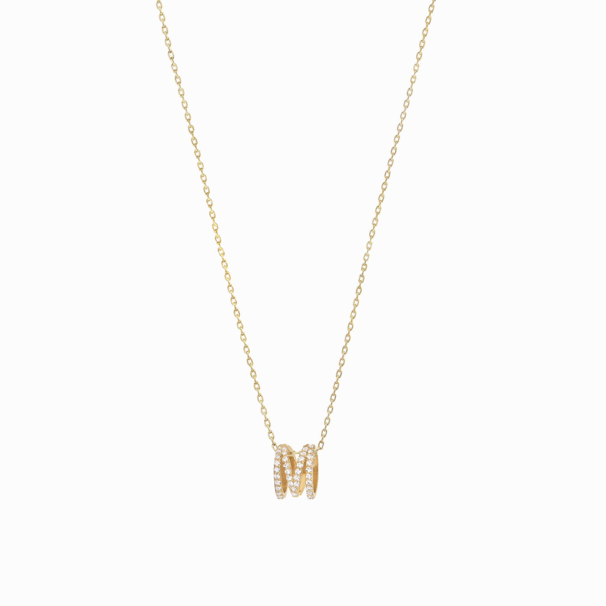 Eclipse M Initial Letter Pavé Lab Diamond Necklace 14K Gold