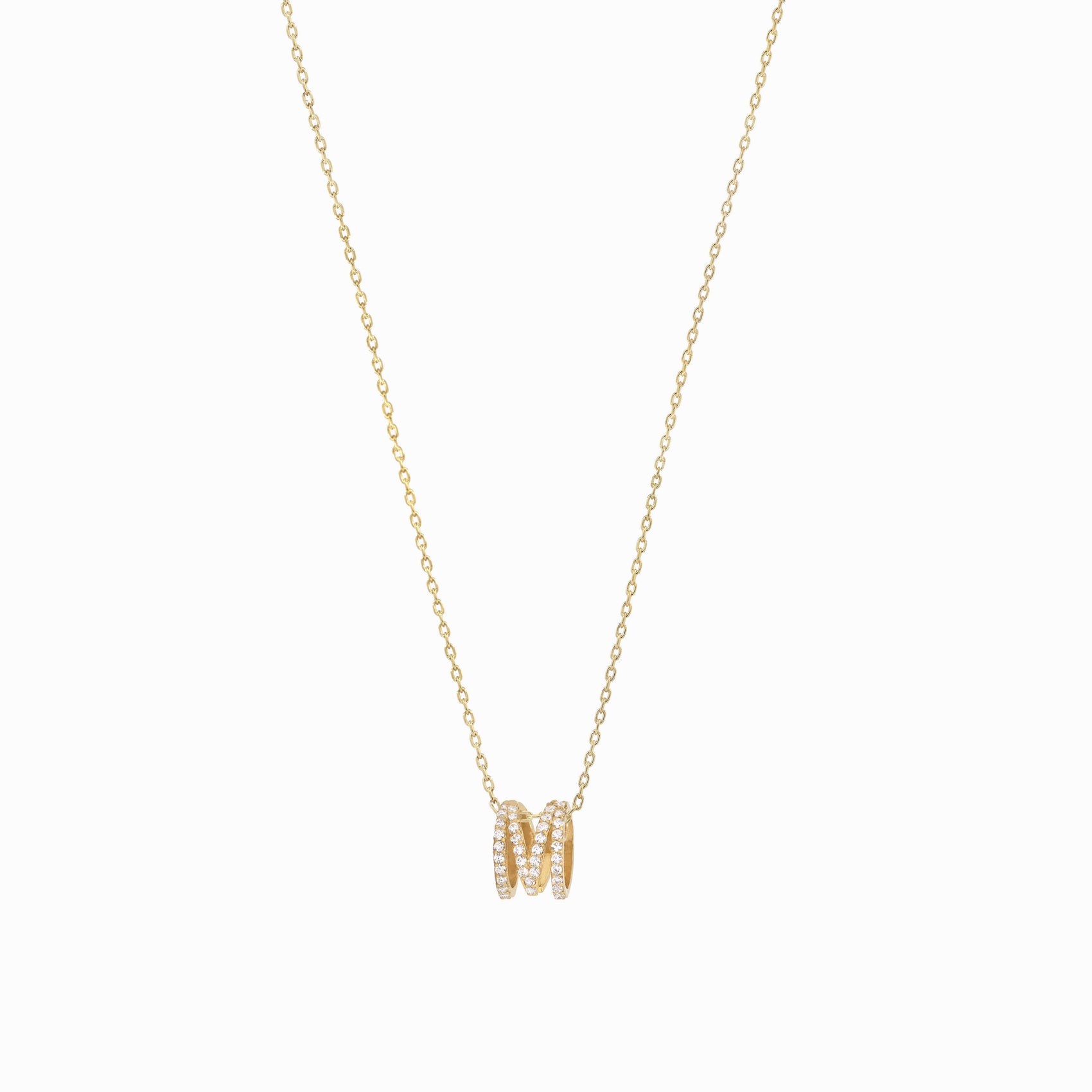 Eclipse M Initial Letter Pavé Lab Diamond Necklace 14K Gold