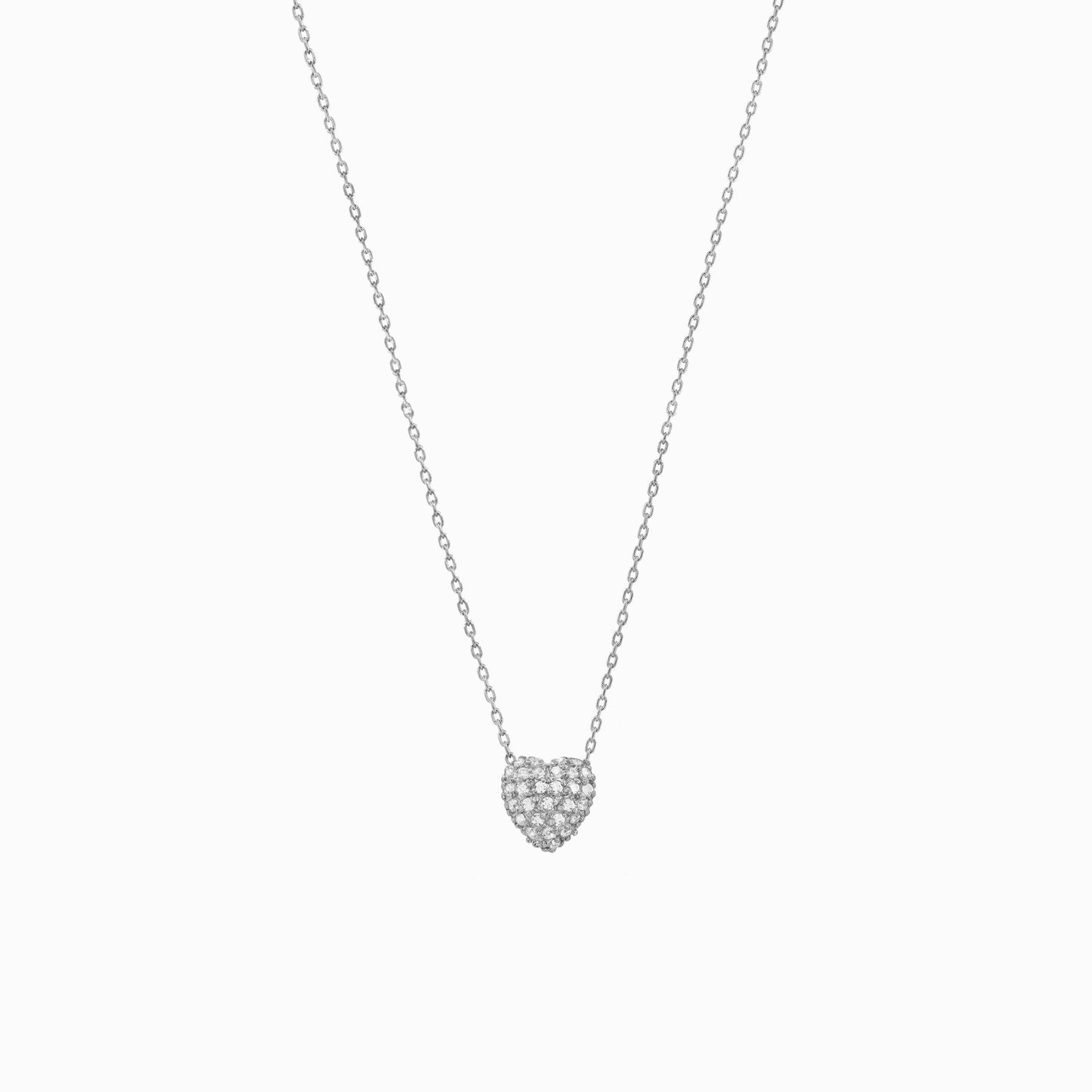 Eclipse Heart Pavé Lab Diamond Necklace Sterling Silver