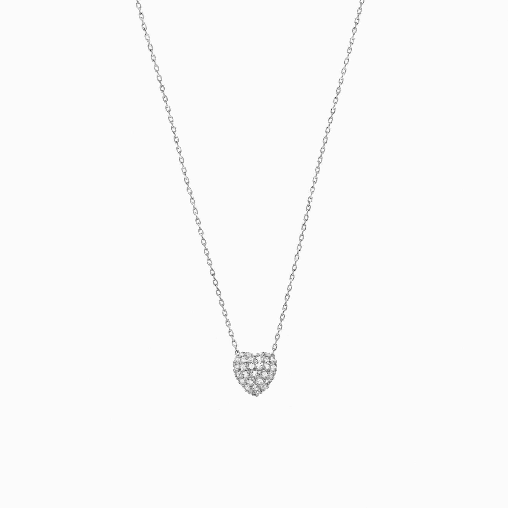 Eclipse Heart Pavé Lab Diamond Necklace Sterling Silver