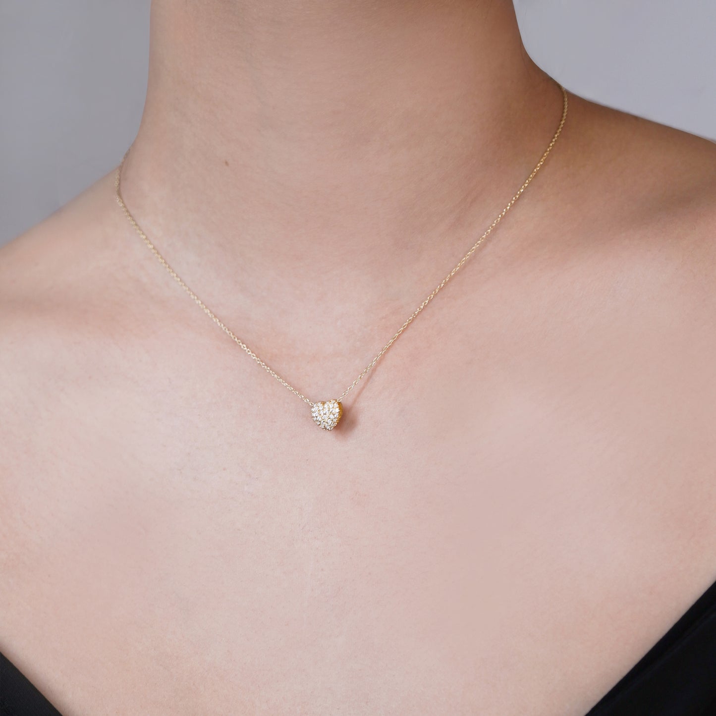 Eclipse Heart Pavé Diamond Charm 14K Gold