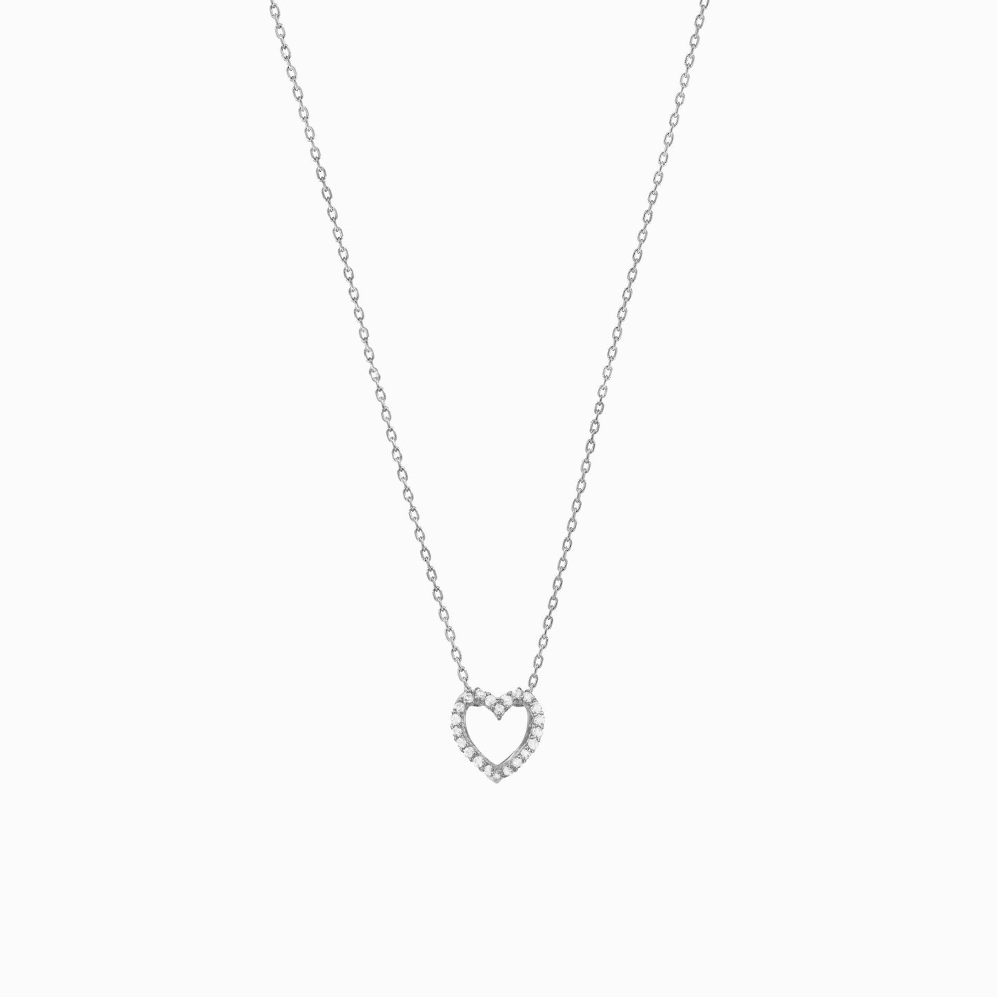 Eclipse Open Heart Pavé Lab Diamond Necklace Sterling Silver