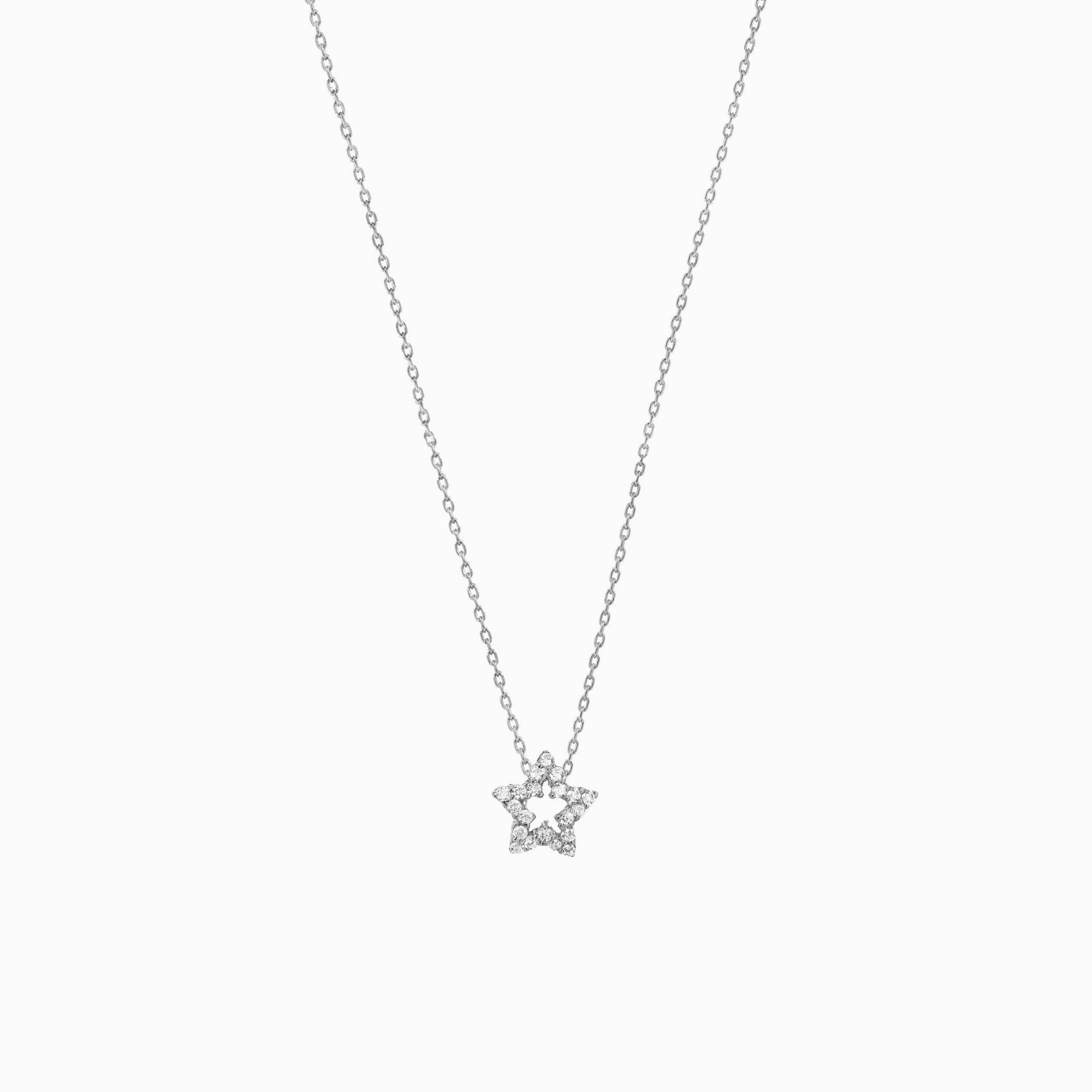 Eclipse Star Pavé Lab Diamond Necklace Sterling Silver