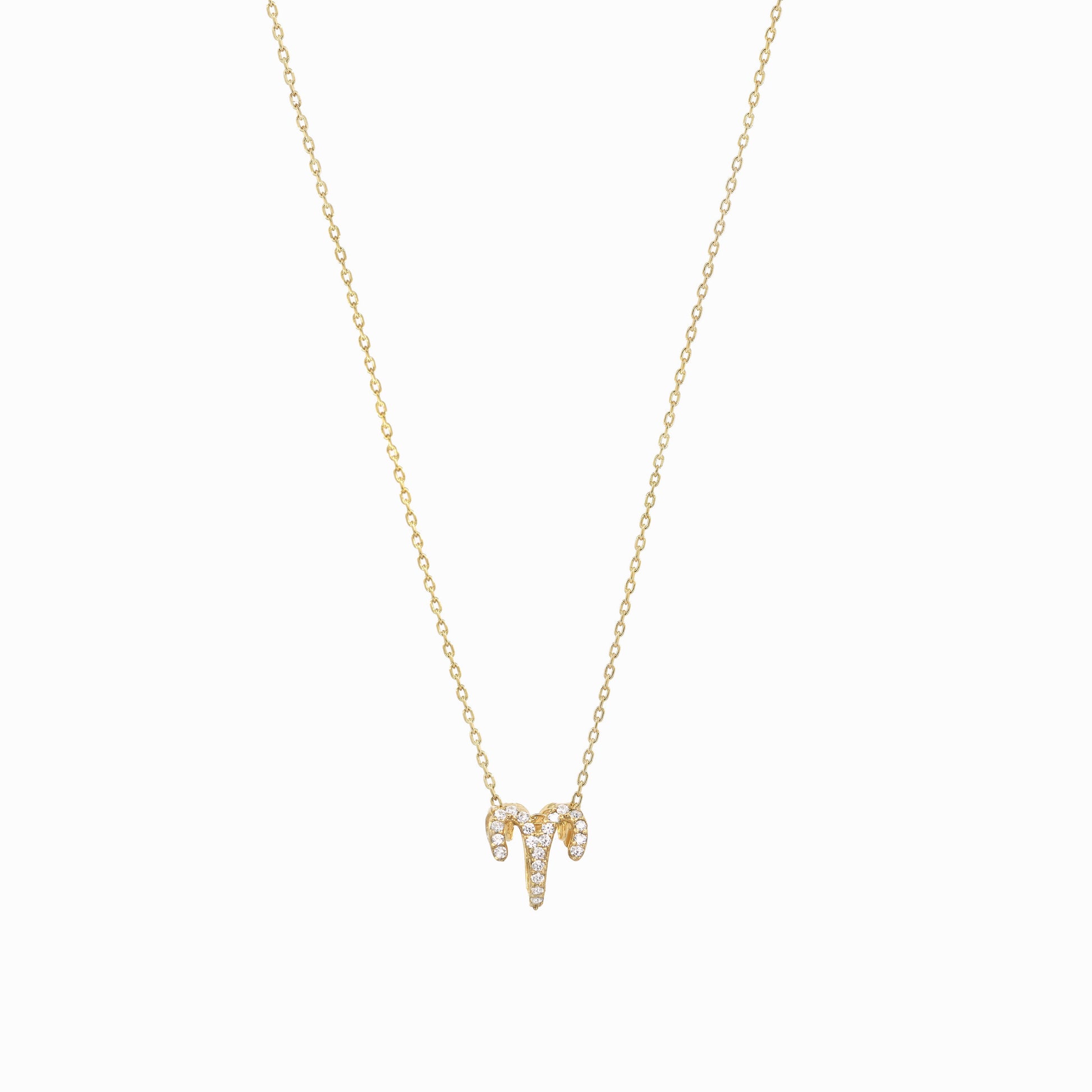 Eclipse Aries Zodiac Pavé Diamond Necklace 14K Gold