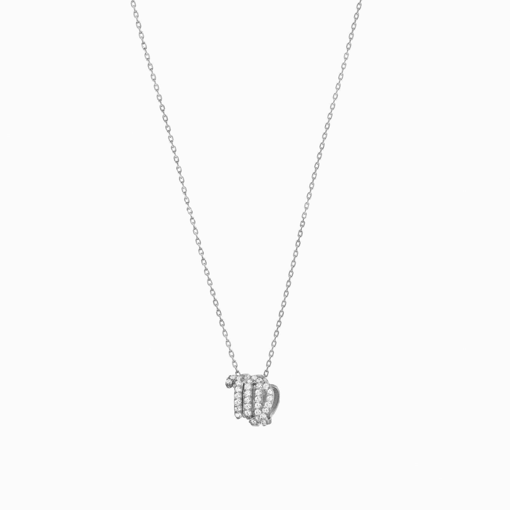 Eclipse Virgo Zodiac Pavé Lab Diamond Necklace Sterling Silver