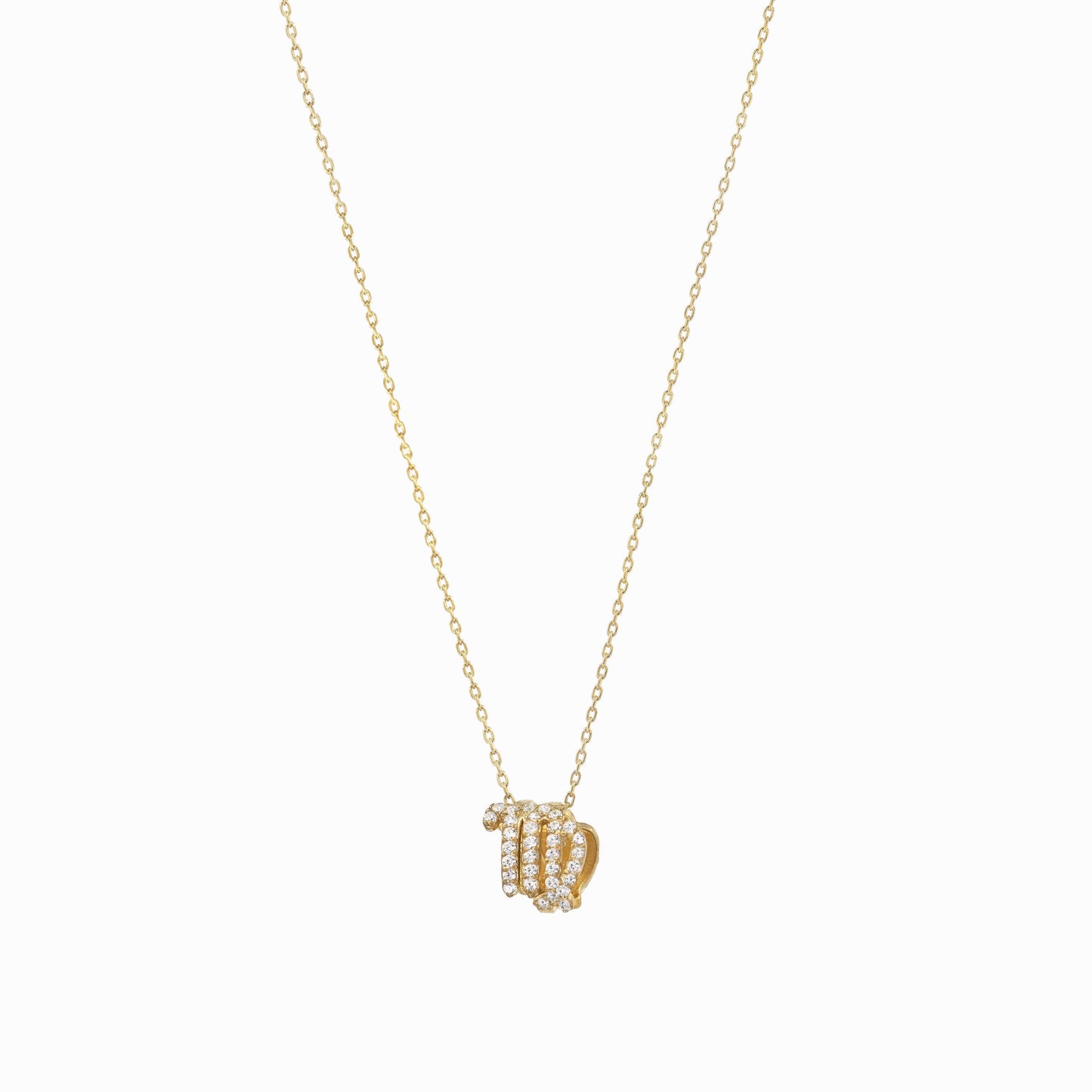 Eclipse Virgo Zodiac Pavé Diamond Necklace 14K Gold