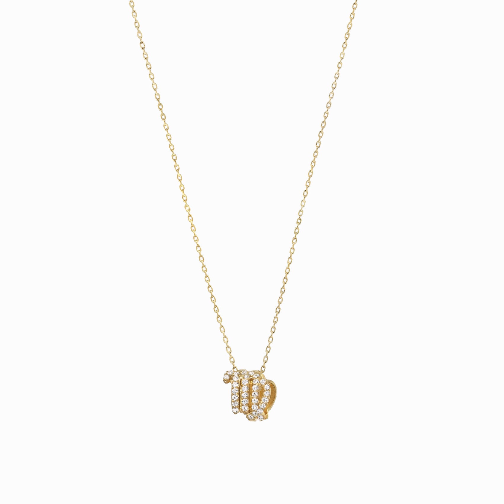Eclipse Virgo Zodiac Pavé Diamond Necklace 14K Gold
