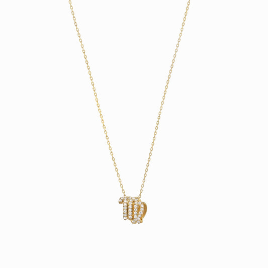 Eclipse Virgo Zodiac Pavé Diamond Necklace 14K Gold