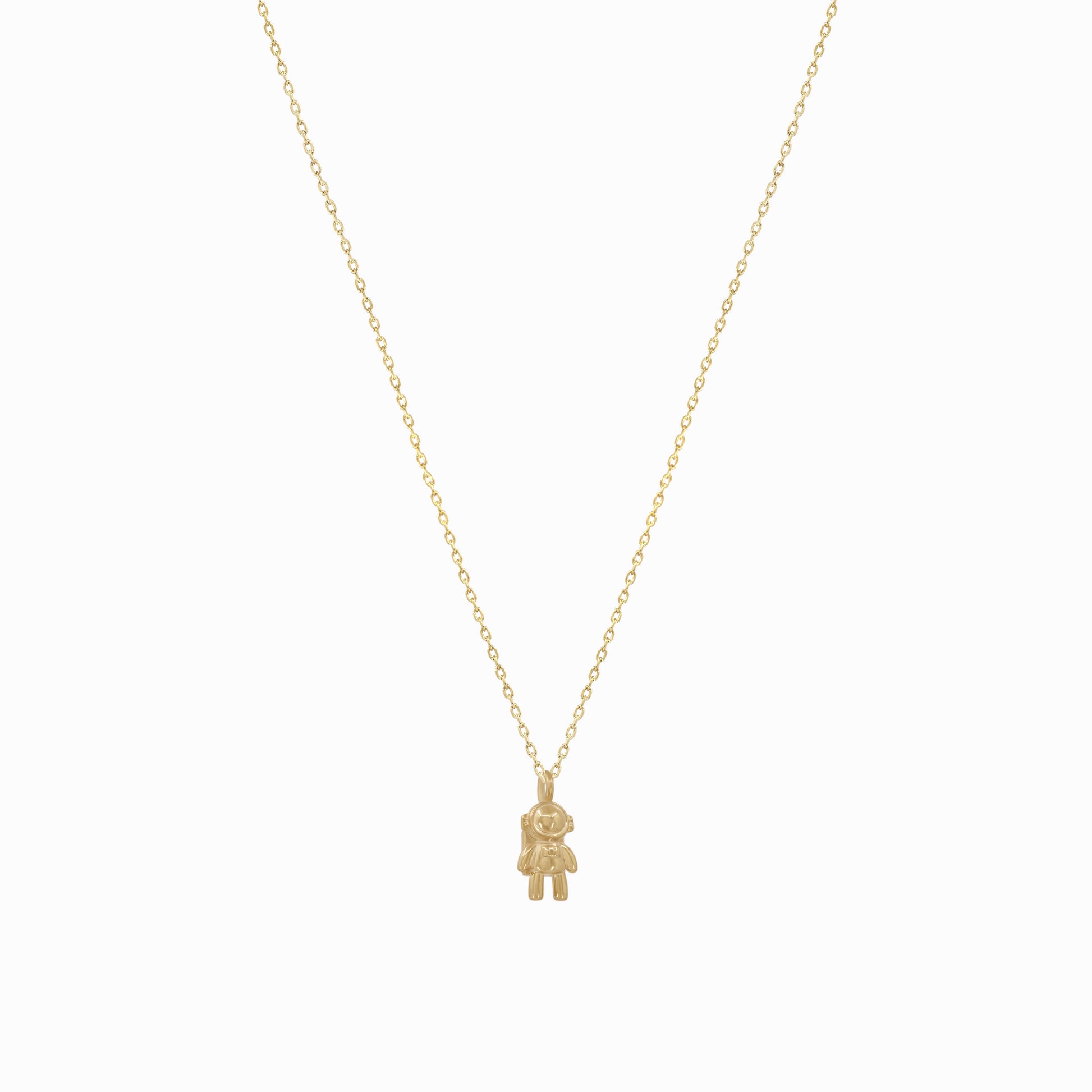 Astronaut Pendant Charm Necklace 14K Gold