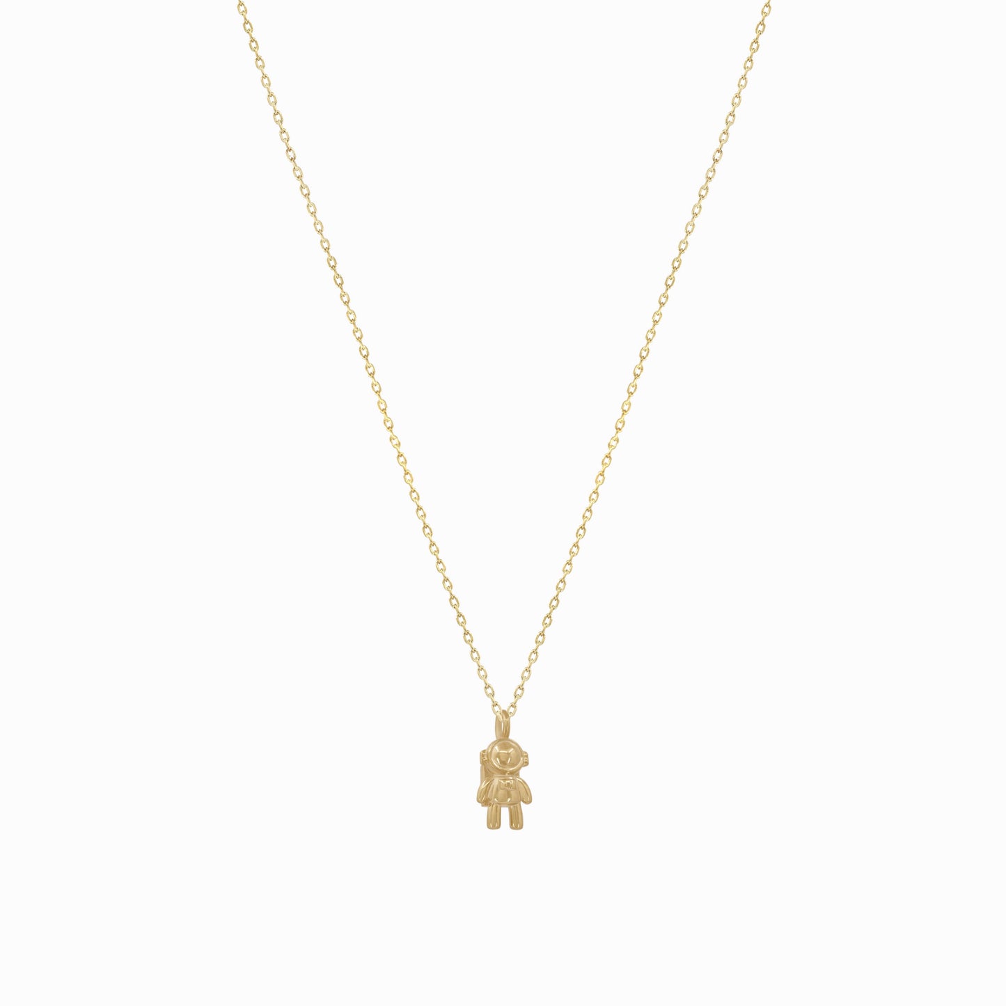 Astronaut Pendant Charm Necklace 14K Gold