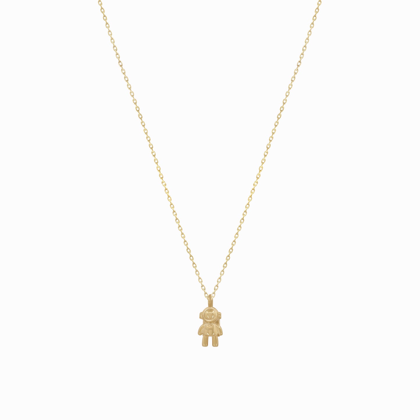 Astronaut Pendant Necklace 14K Solid Gold