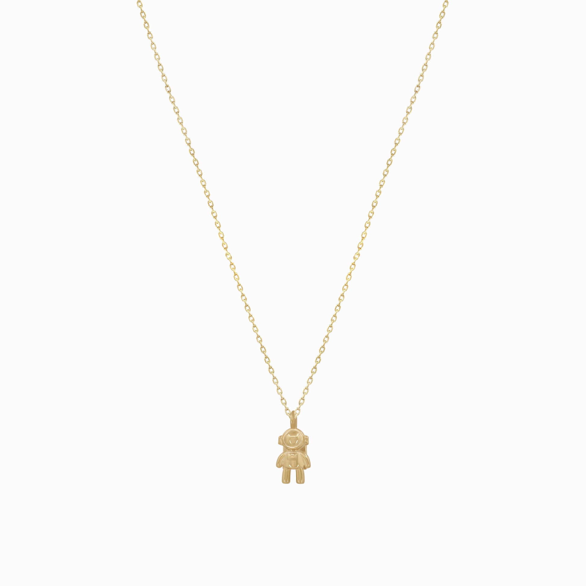 Astronaut Pendant Necklace 14K Solid Gold