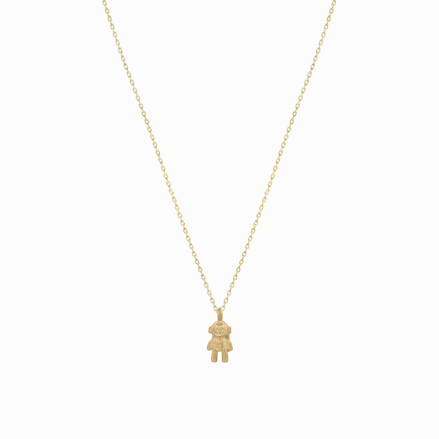 Astronaut Pendant Necklace 14K Solid Gold
