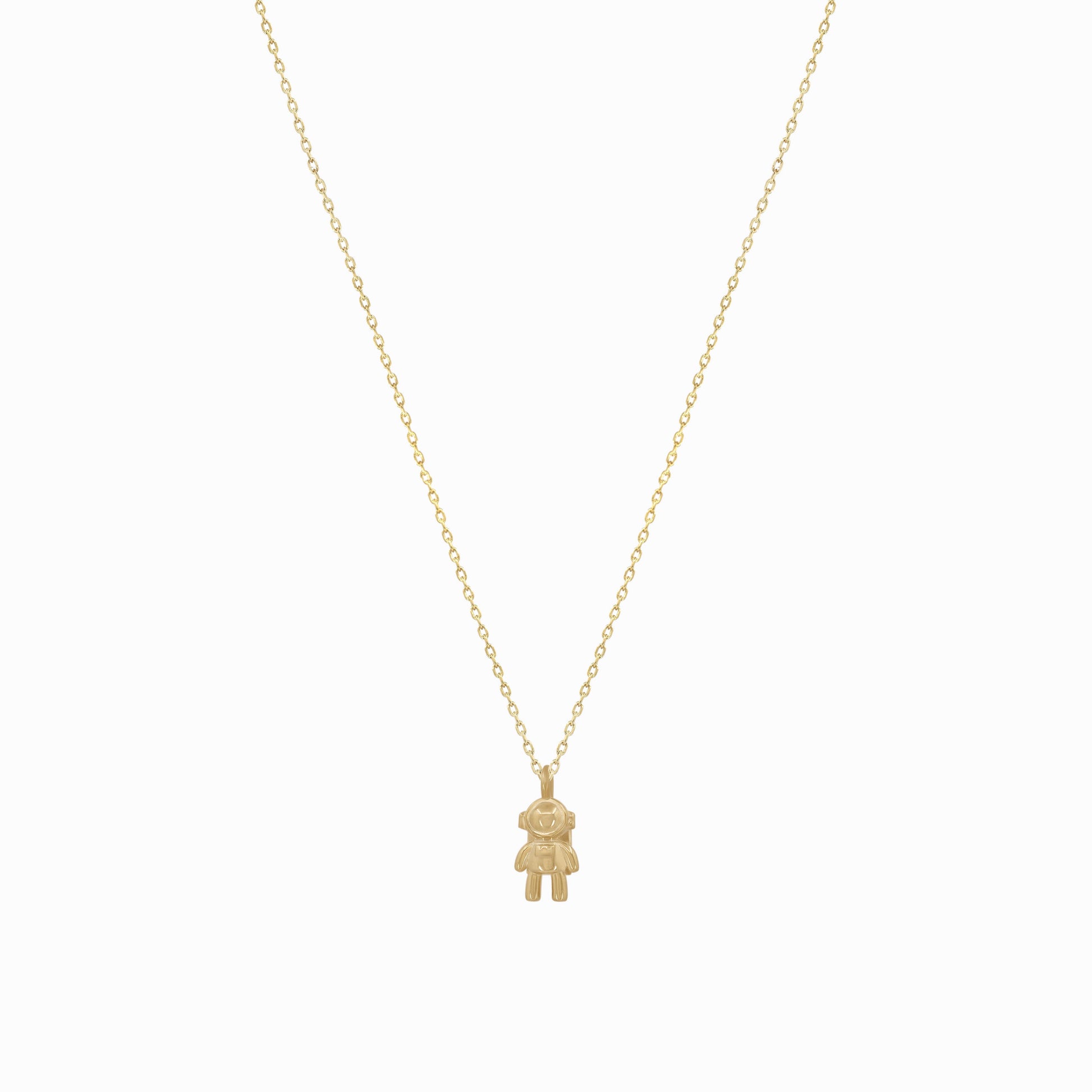 Astronaut Pendant Necklace 14K Solid Gold