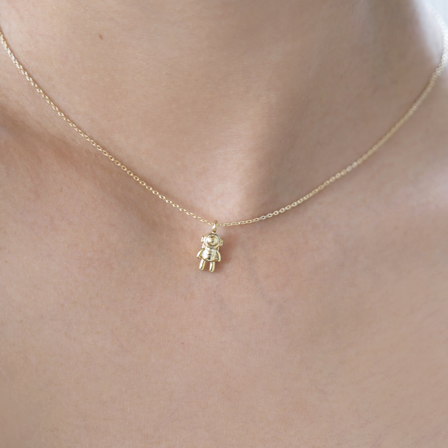 Astronaut Pendant Charm 14K Gold