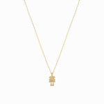 Robot Winy Pavé Diamond Pendant Gold Necklace