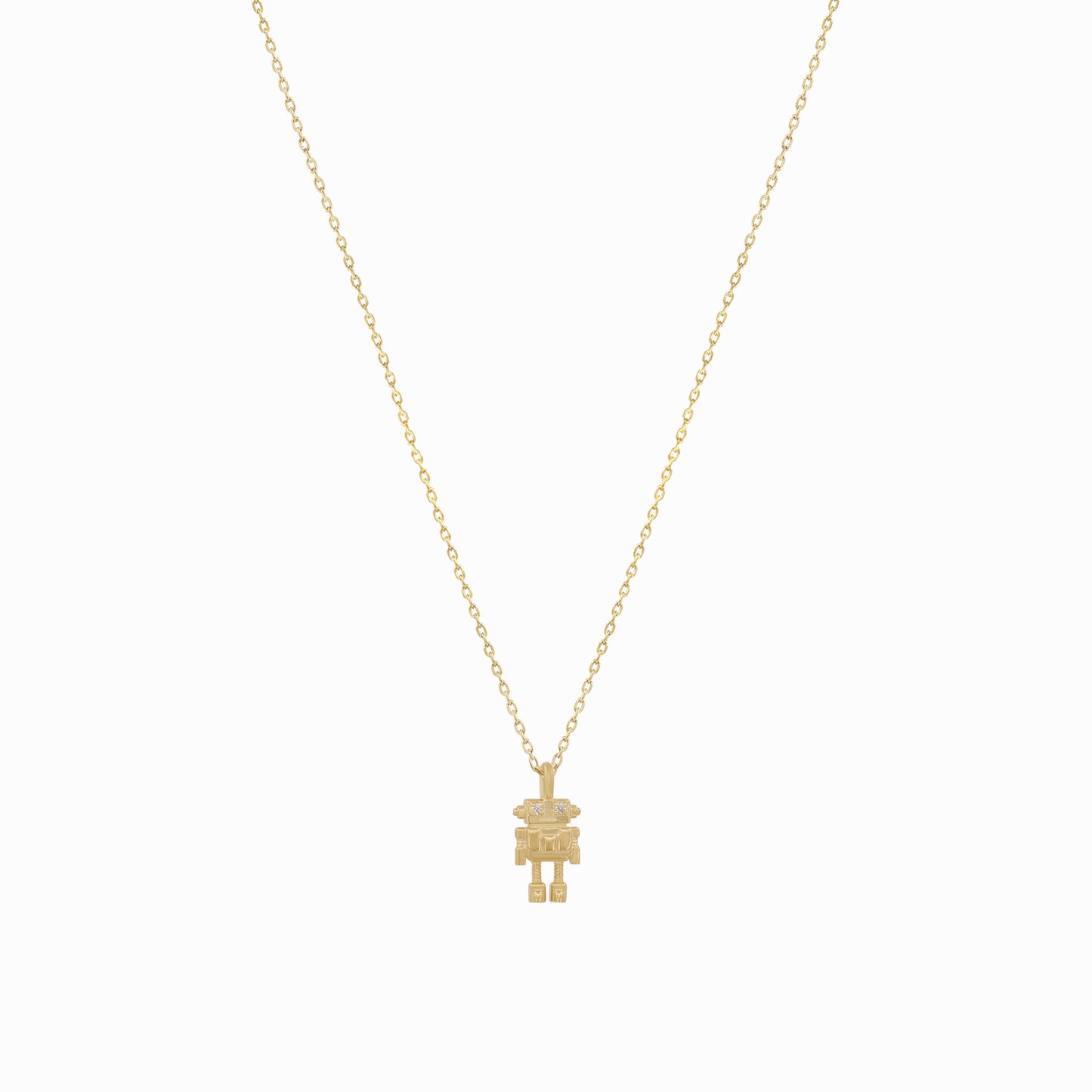 Robot Winy Pavé Diamond Pendant Gold Necklace