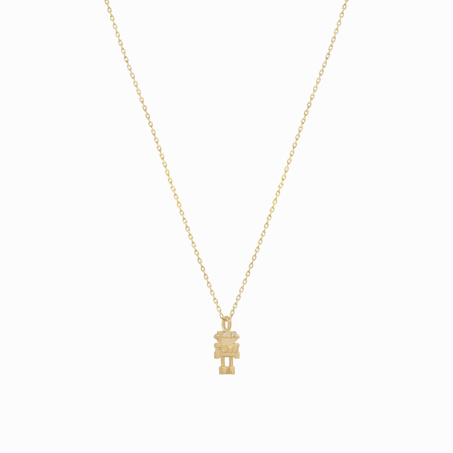 Robot Winy Pavé Diamond Pendant Gold Necklace