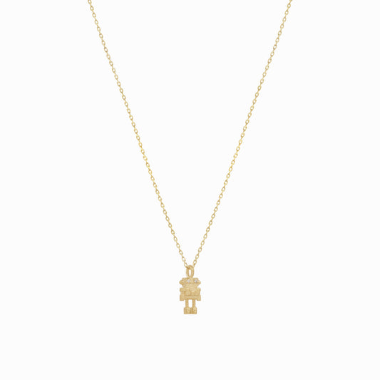 Robot Winy Pavé Diamond Pendant Gold Necklace