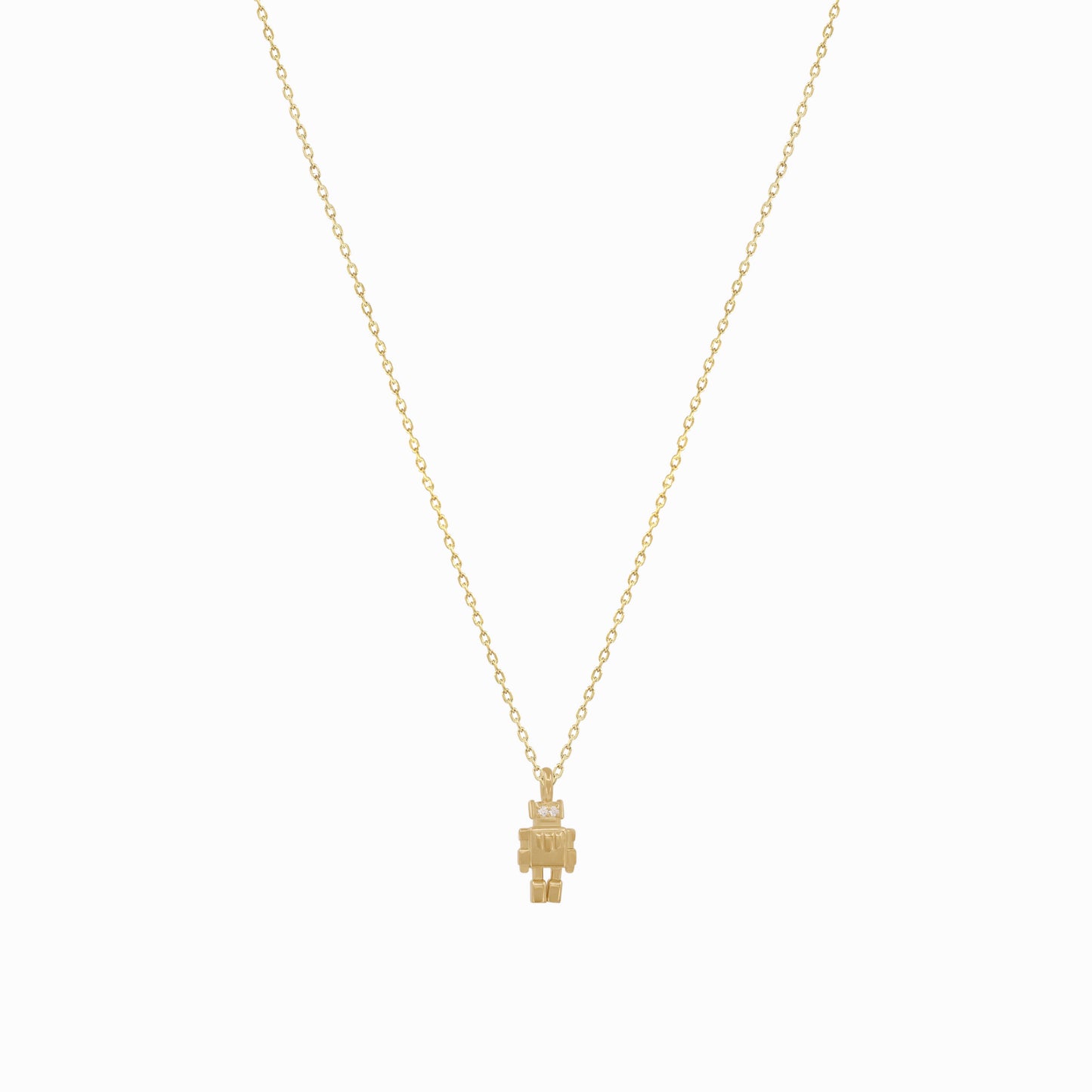 Robot Toto Pavé Diamond Pendant Gold Necklace