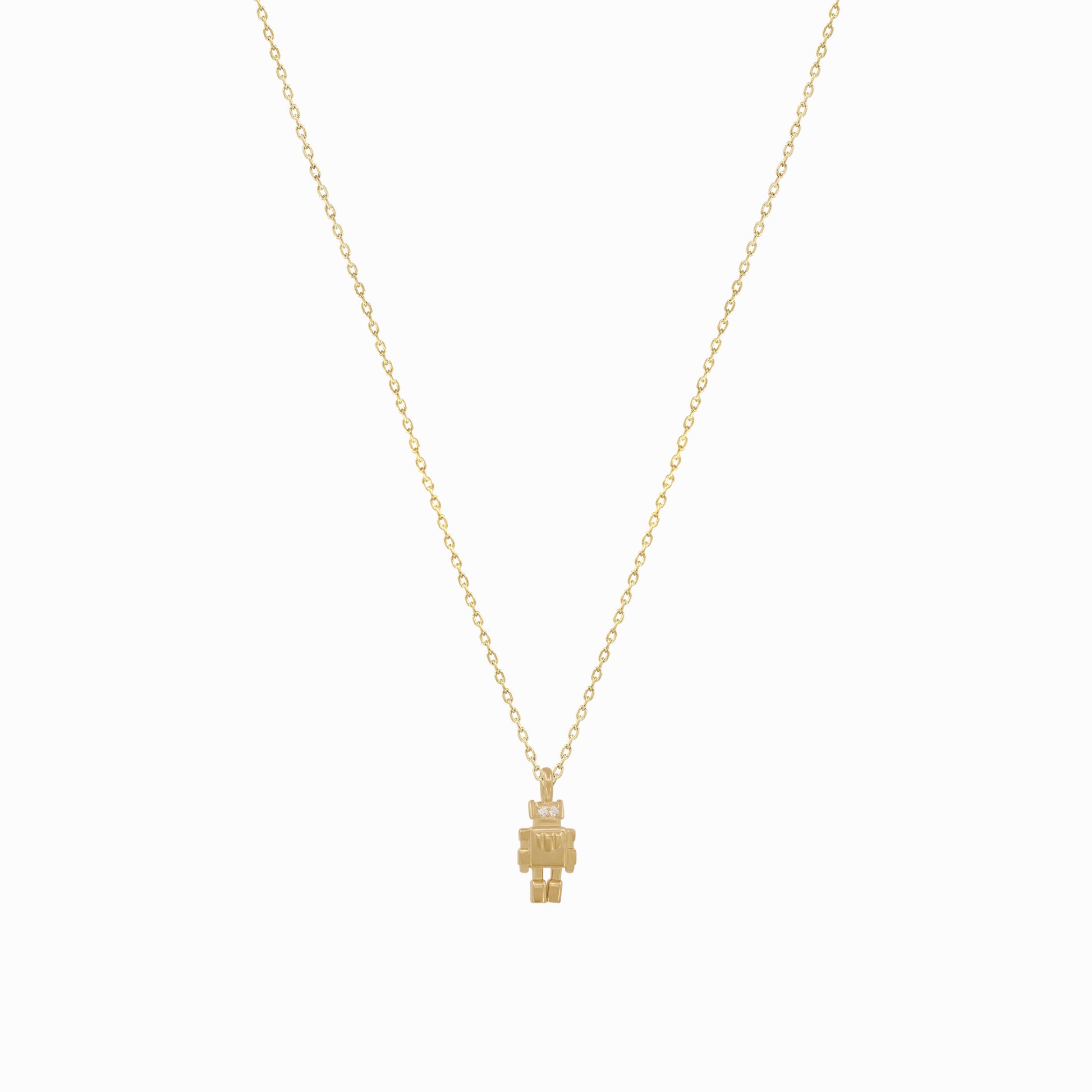 Robot Toto Pavé Diamond Pendant Gold Necklace