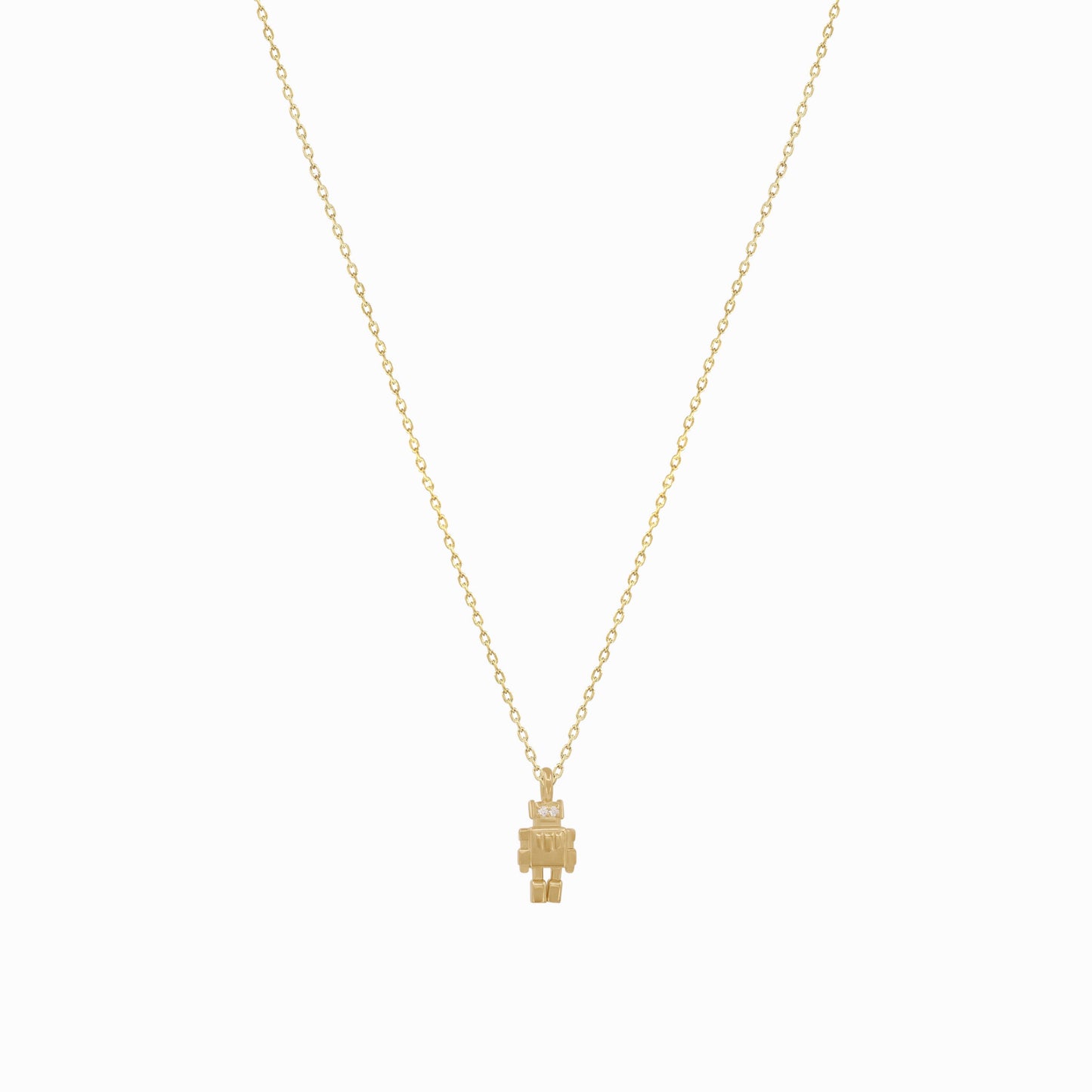Robot Toto Pavé Diamond Pendant Gold Necklace