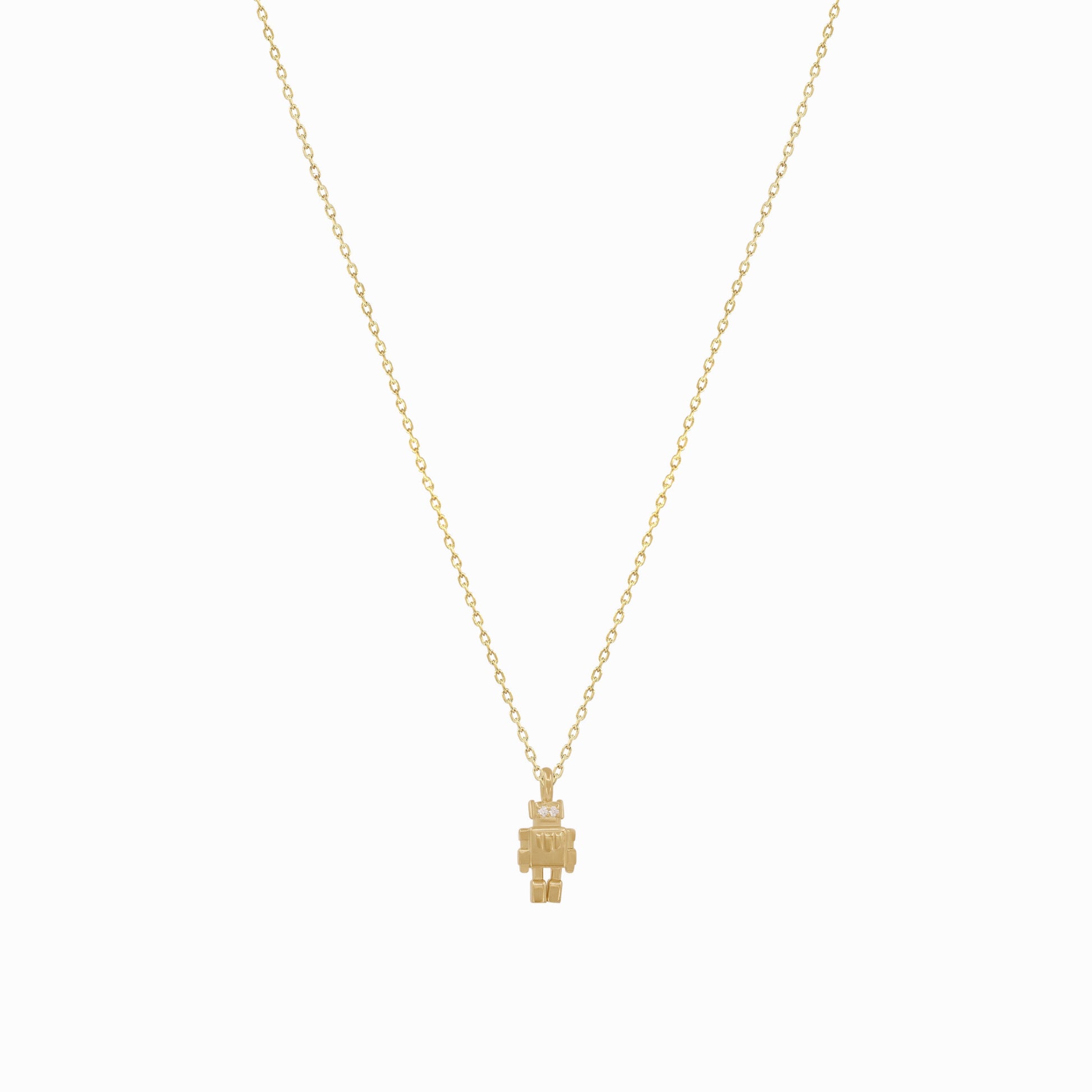 Robot Toto Pavé Diamond Pendant Gold Necklace