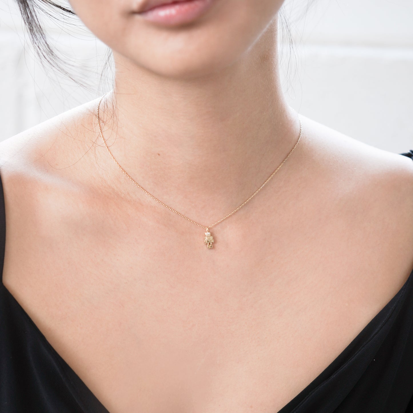 Robot Toto Pavé Diamond Pendant Charm 14K Gold