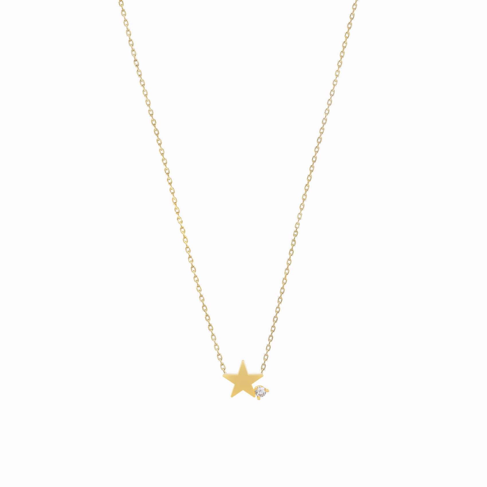 Star One Diamond Solid Gold Necklace