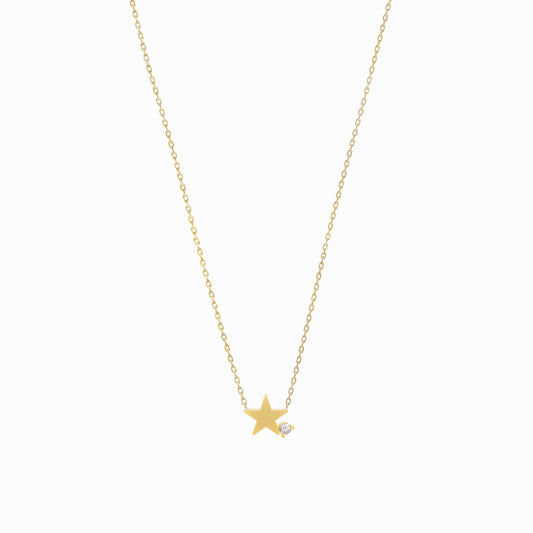 Star One Diamond Solid Gold Necklace