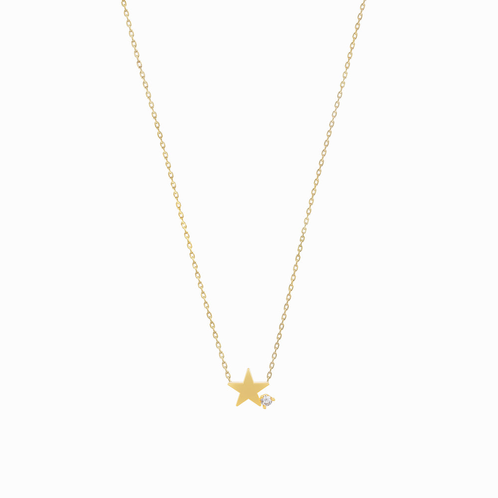 Star One Diamond Solid Gold Necklace
