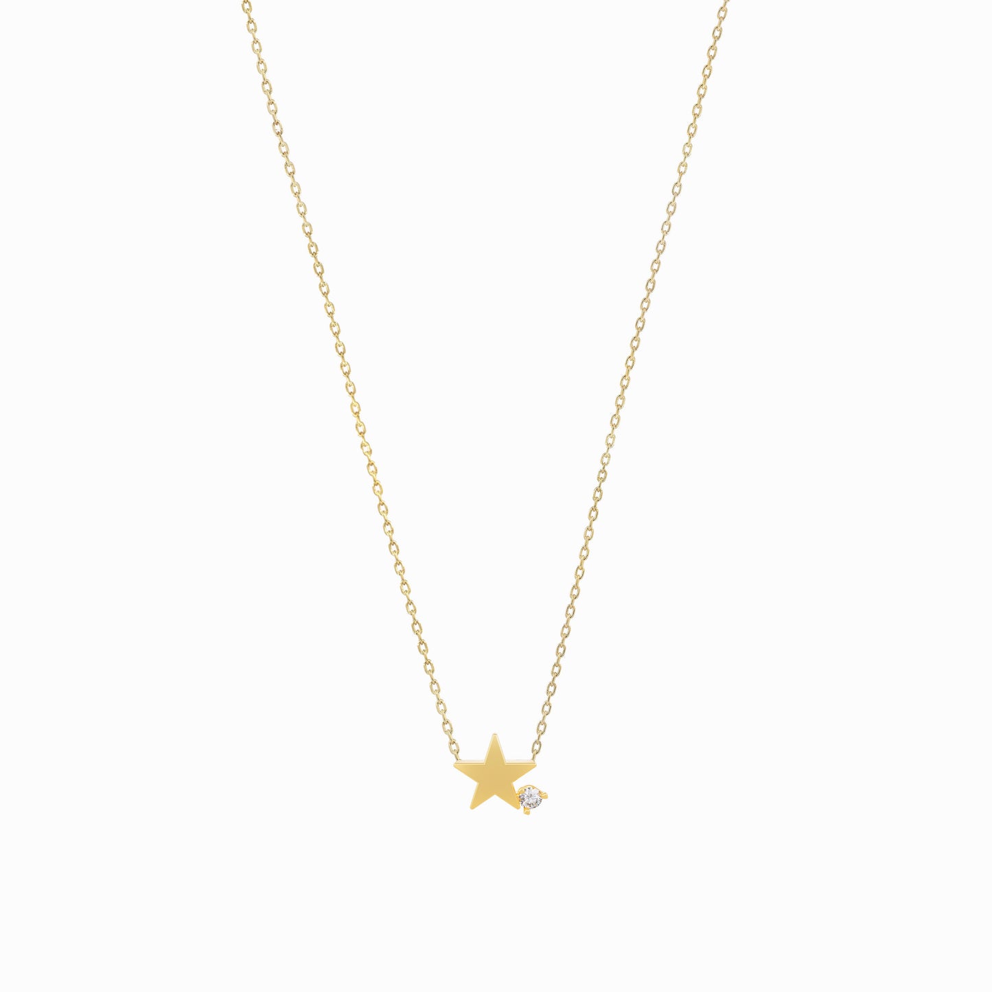 Star One Diamond Solid Gold Necklace
