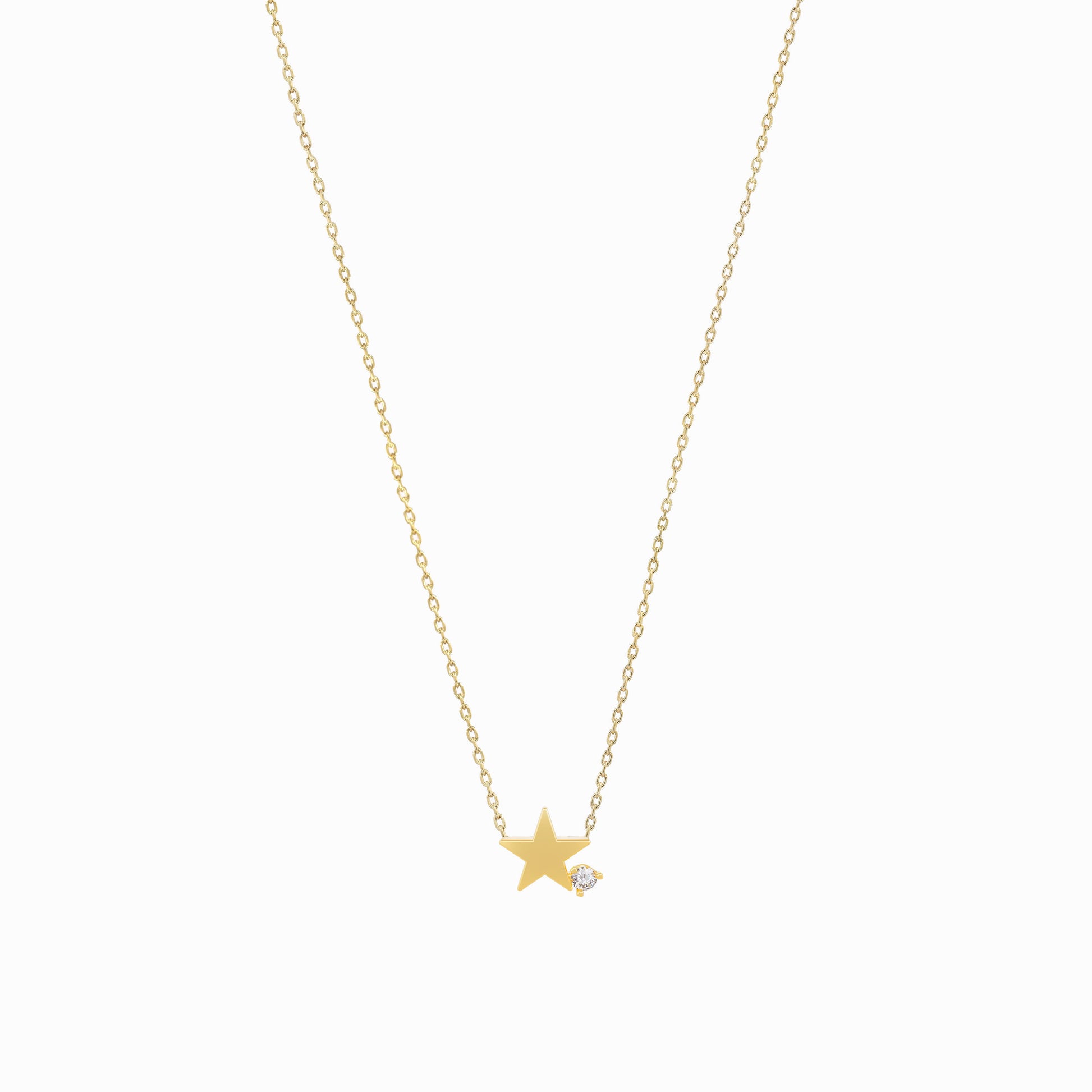 Star One Diamond Solid Gold Necklace