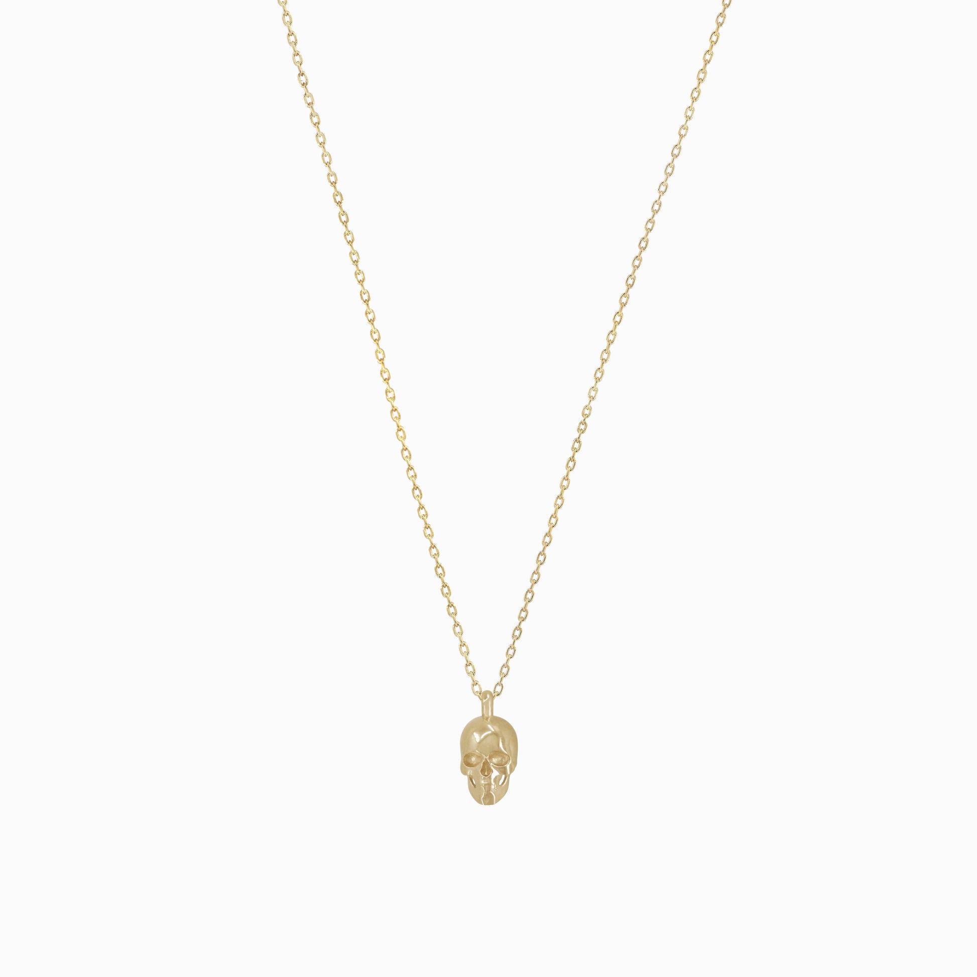 Skull Pendant Necklace 14K Solid Gold