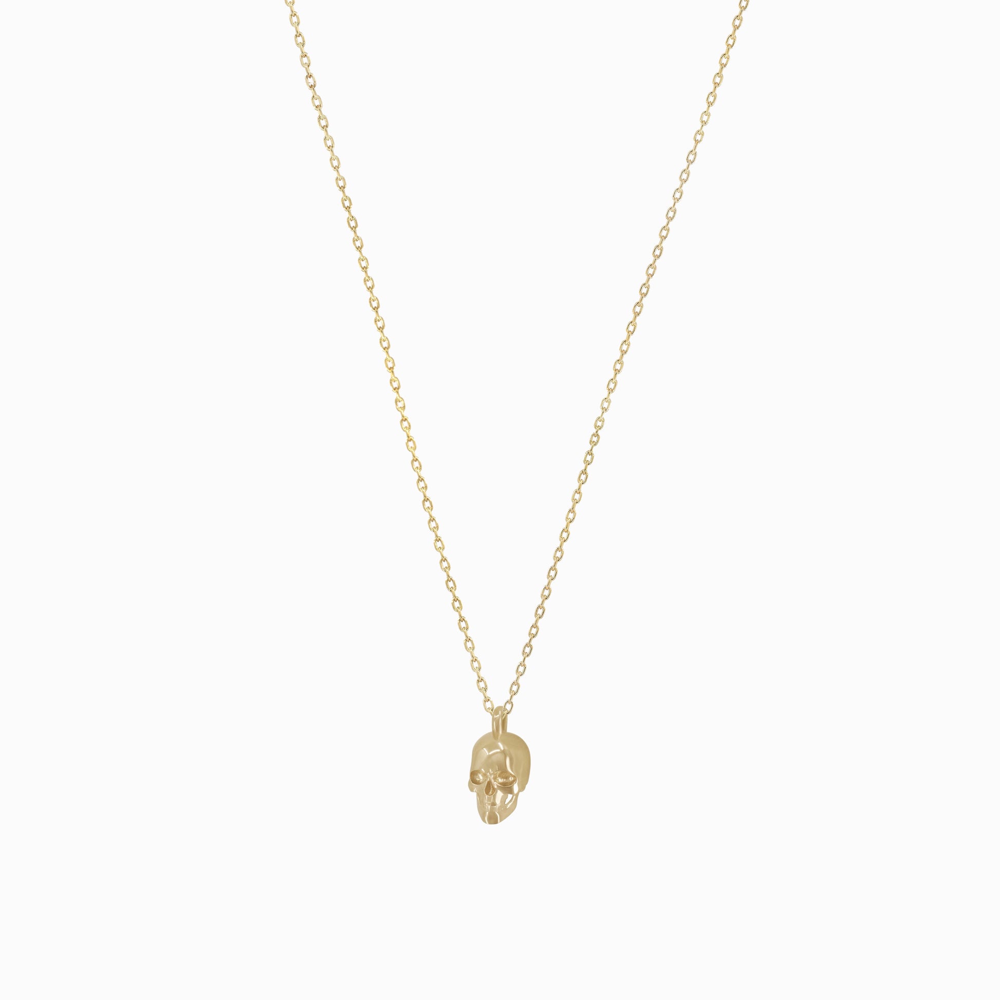 Skull Pendant Necklace 14K Solid Gold