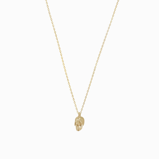Skull Pendant Necklace 14K Solid Gold