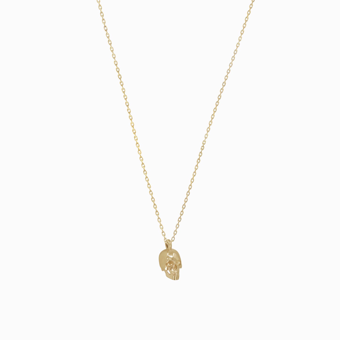 Skull Pendant Necklace 14K Solid Gold